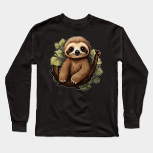 Cute Sloth Hanging Out Long Sleeve T-Shirt